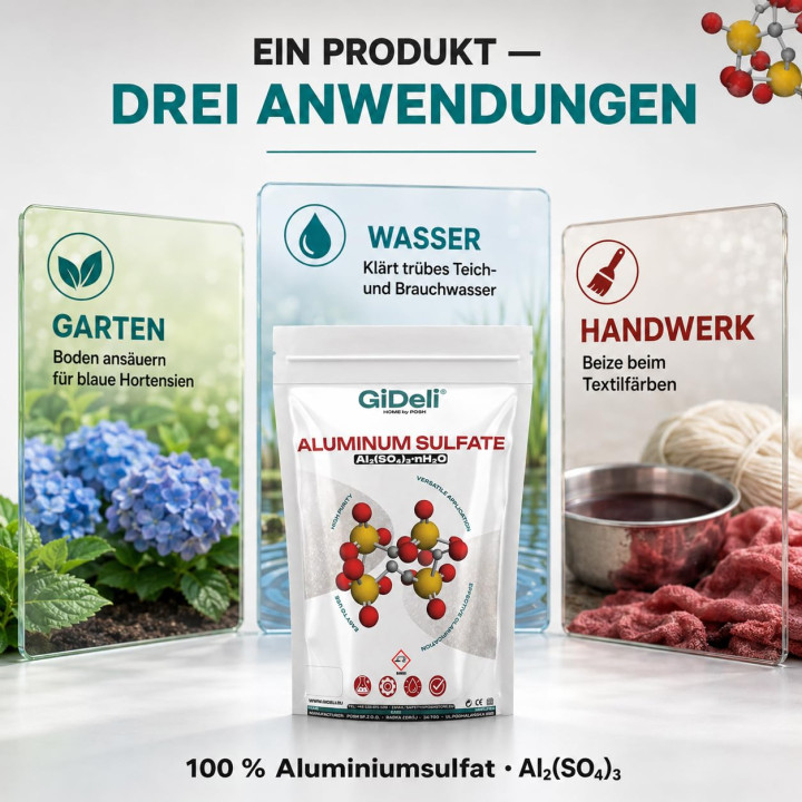 GiDeli Aluminiumsulfat 5 kg Pulver - Flockungsmittel für Wasseraufbereitung