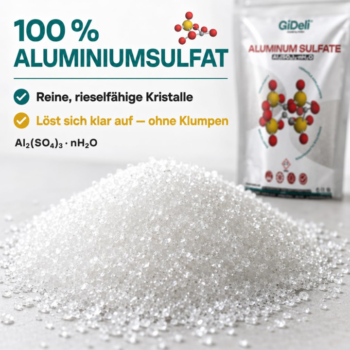 GiDeli Aluminiumsulfat 5 kg Pulver - Flockungsmittel für Wasseraufbereitung