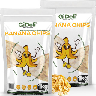 Bananenchips 2kg - Ungesüßt Getrocknete Bananen | GiDeli