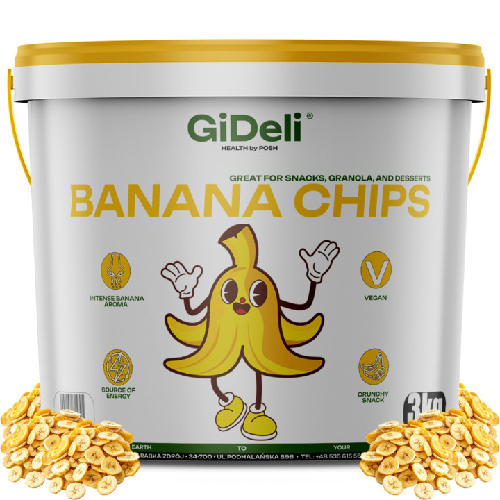 Bananenchips 3kg - Ungesüßt Getrocknete Bananen | GiDeli