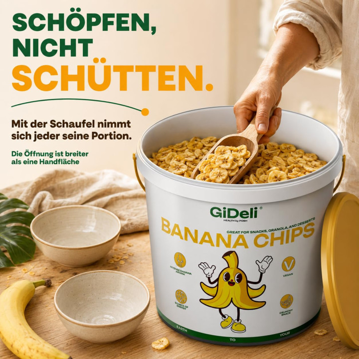 Bananenchips 3kg - Ungesüßt Getrocknete Bananen | GiDeli