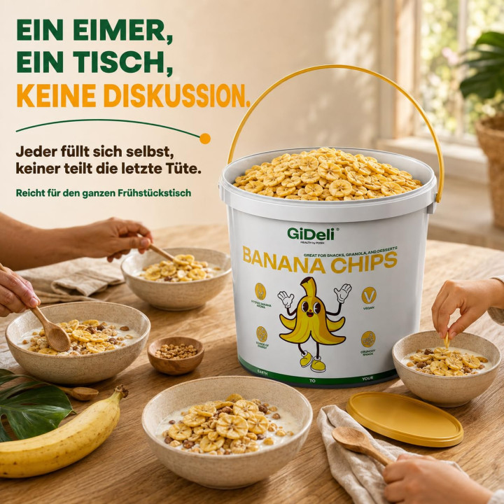 Bananenchips 3kg - Ungesüßt Getrocknete Bananen | GiDeli