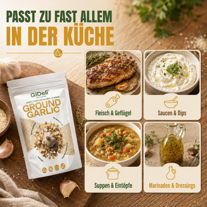 Knoblauchpulver Gemahlen 200g - Naturrein Fleisch | GiDeli