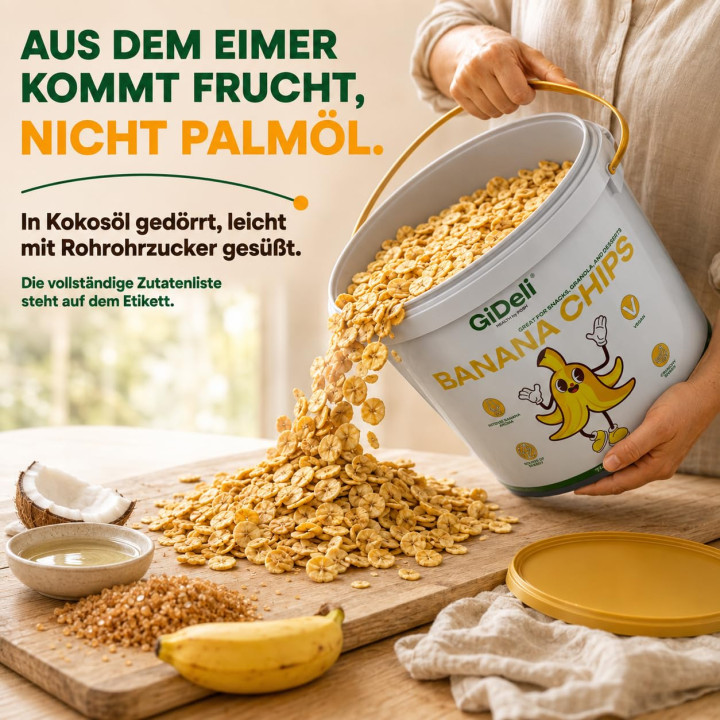 Bananenchips 20kg - Ungesüßt Getrocknete Bananen | GiDeli
