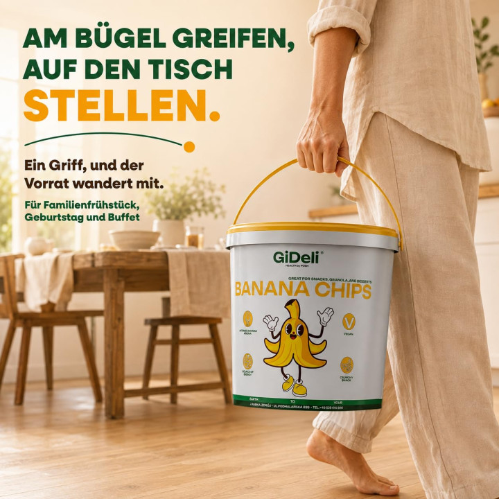 Bananenchips 5kg - Ungesüßt Getrocknete Bananen | GiDeli