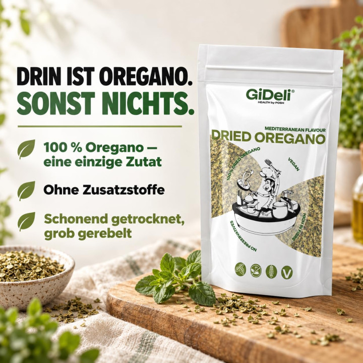 Oregano 100g - Getrocknet Blätter Natur Vegan Pizza | GiDeli