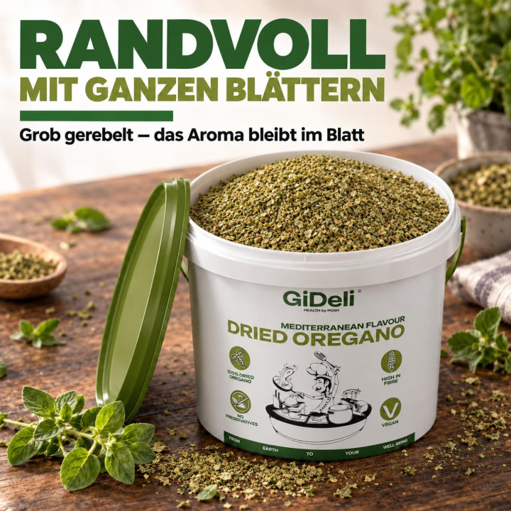 Oregano 500g - Getrocknet Blätter Natur Vegan Pizza | GiDeli