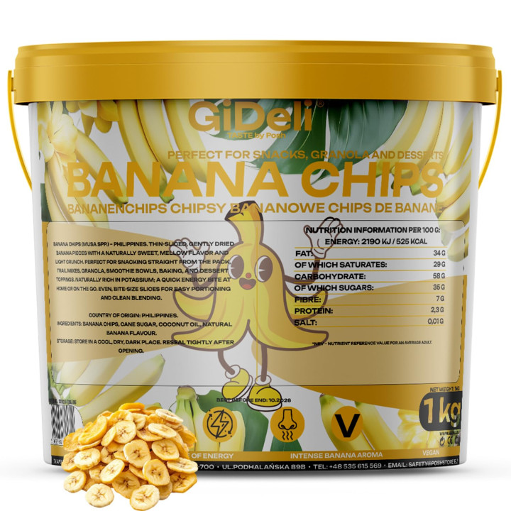 Bananenchips 1kg - Ungesüßt Getrocknete Bananen | GiDeli