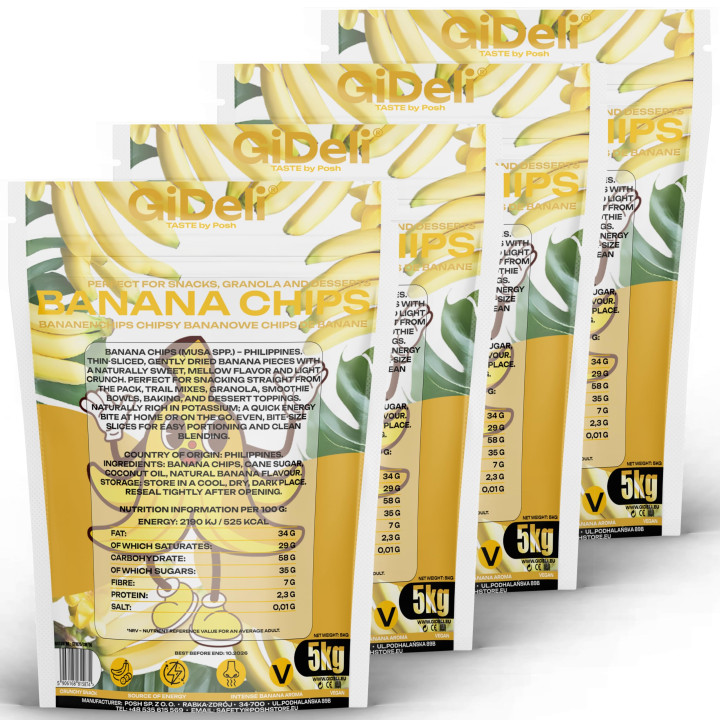 Bananenchips 20kg - Ungesüßt Getrocknete Bananen | GiDeli
