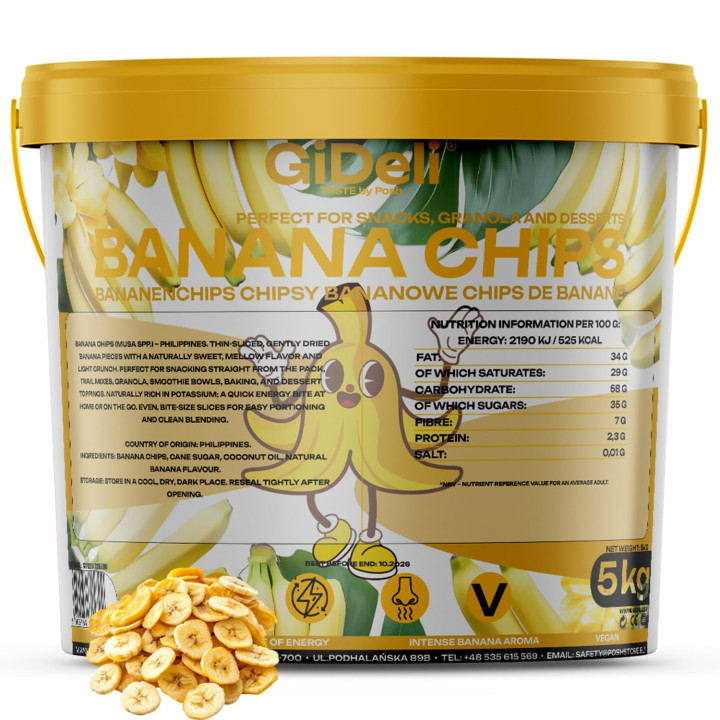 Bananenchips 5kg - Ungesüßt Getrocknete Bananen | GiDeli