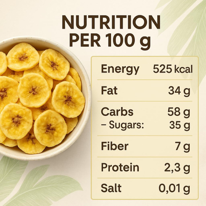 Bananenchips 20kg - Ungesüßt Getrocknete Bananen | GiDeli