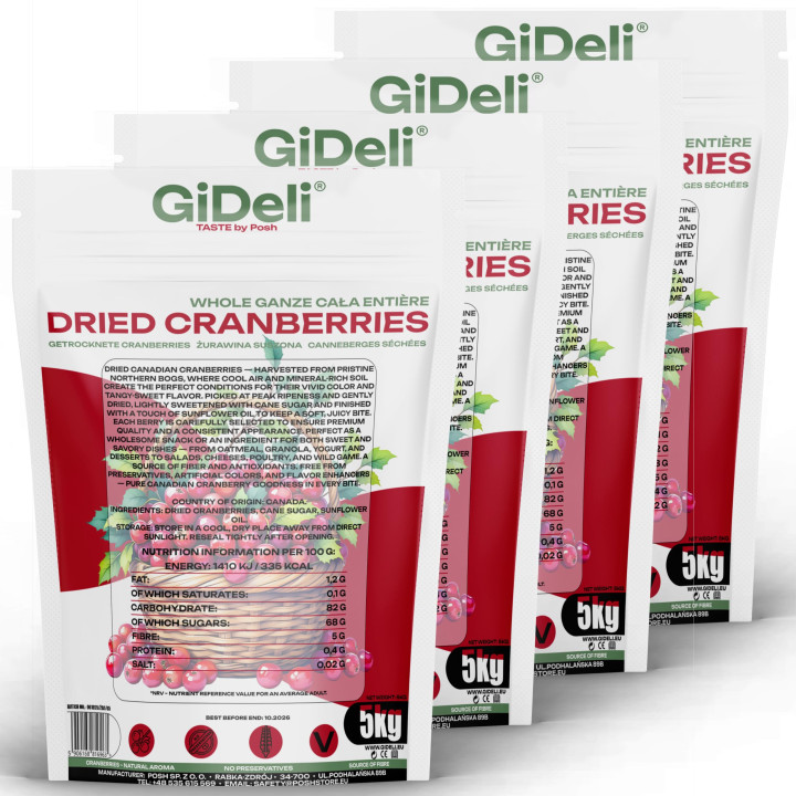 Cranberries Getrocknet 20kg - Saftig Ganze Beeren | GiDeli