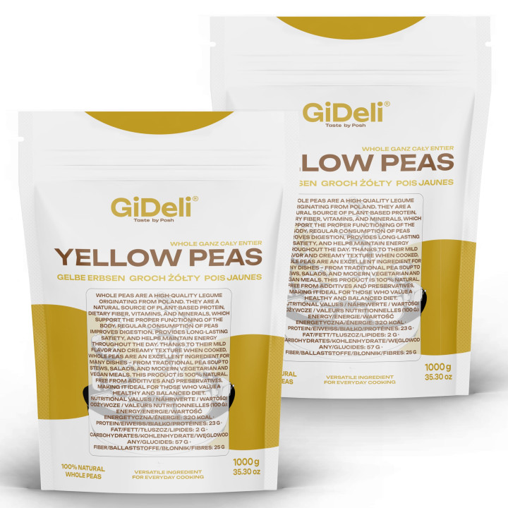 Gelbe Erbsen 2kg - Ganze Ungeschält Vegan Protein | GiDeli