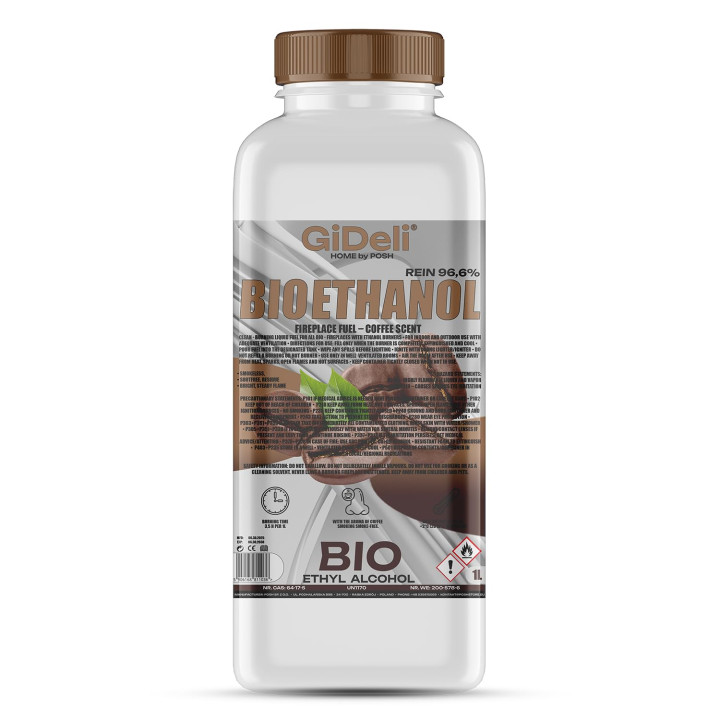 Bioethanol Kaffeeduft 96,6% 1L - für Kamin | GiDeli