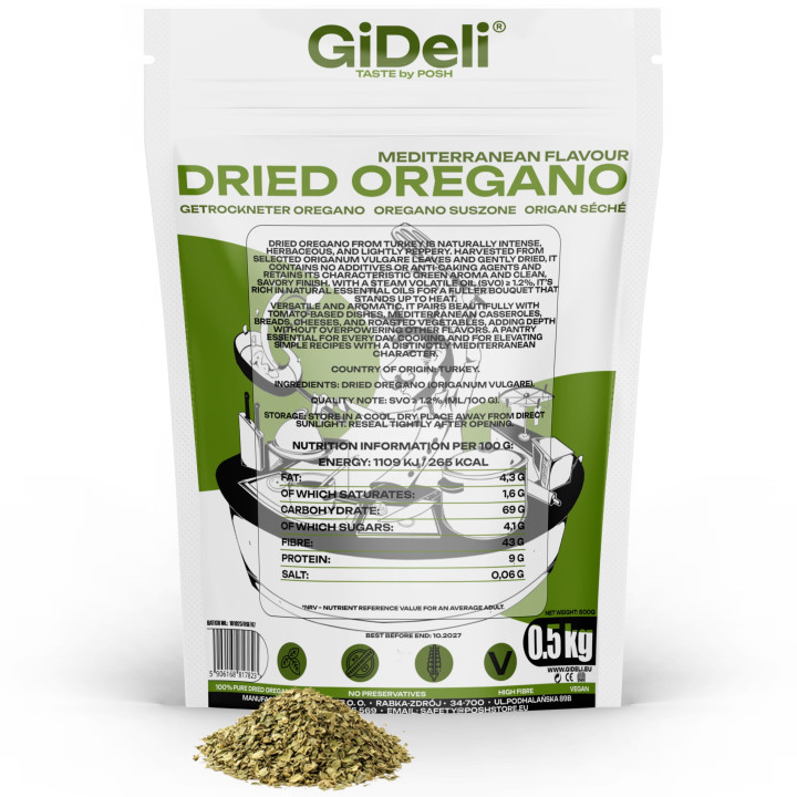 Oregano 500g - Getrocknet Blätter Natur Vegan Pizza | GiDeli