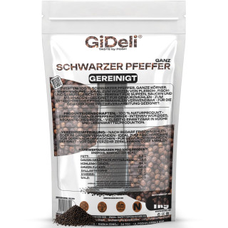 Schwarzer Pfeffer 1kg - Ganz Pfefferkörner Gewürz | GiDeli