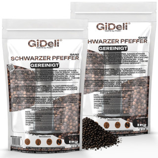 Schwarzer Pfeffer 2kg - Ganz Pfefferkörner Gewürz | GiDeli