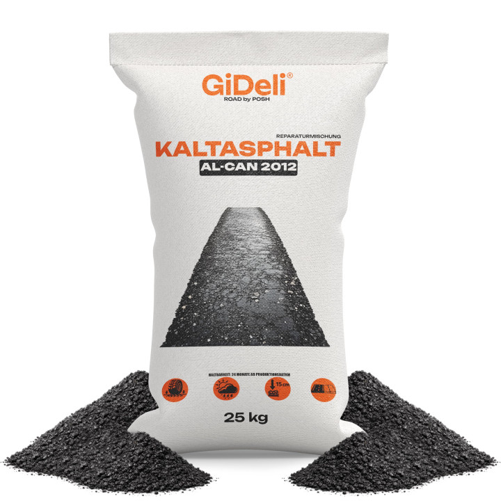 Kaltasphalt 25kg - Bitumen Reparatur Schlagloch | GiDeli