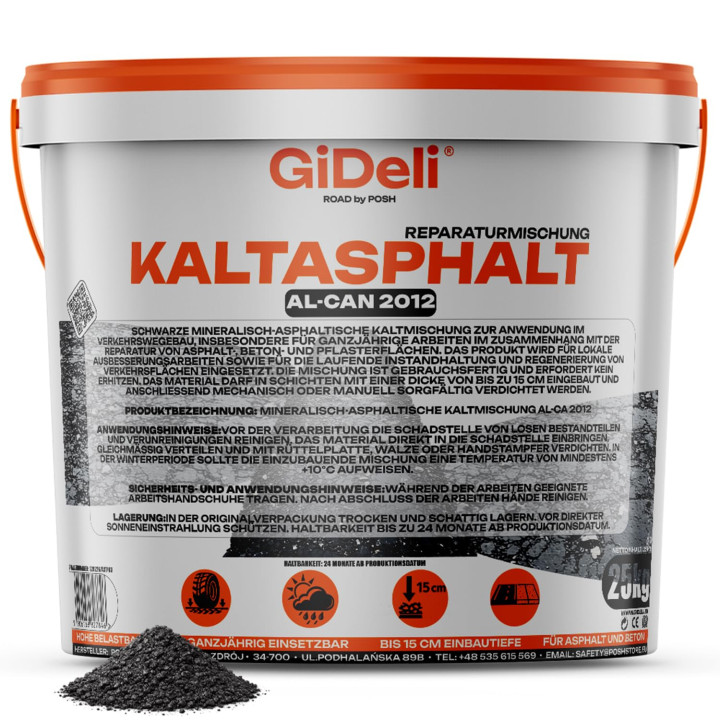 Kaltasphalt 25kg - Bitumen Reparatur Schlagloch | GiDeli