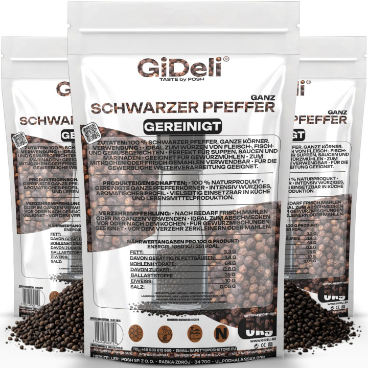 Schwarzer Pfeffer 15kg - Ganz Pfefferkörner Gewürz | GiDeli