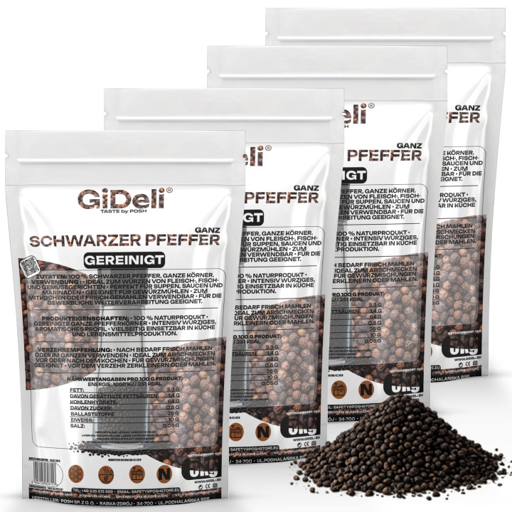 Schwarzer Pfeffer 20kg - Ganz Pfefferkörner Gewürz | GiDeli