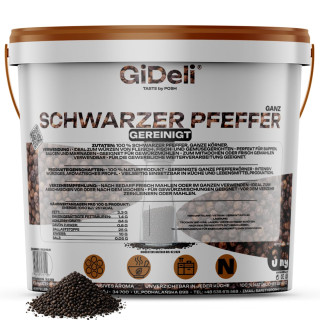 Schwarzer Pfeffer 3kg - Ganz Pfefferkörner Gewürz | GiDeli