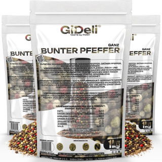 Bunter Pfeffer 2kg - Ganz Pfefferkörner Mühle | GiDeli