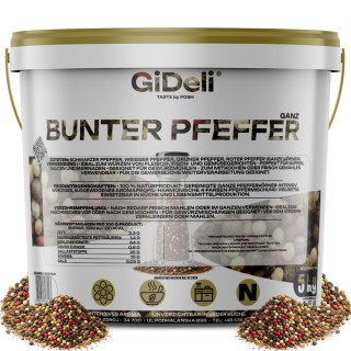 Bunter Pfeffer 5kg - Ganz Pfefferkörner Mühle | GiDeli