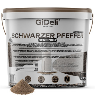 Schwarzer Pfeffer Gemahlen 5kg - Pulver Gewürz | GiDeli