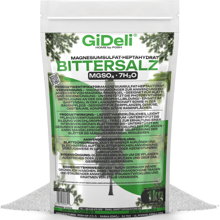 Bittersalz 1kg - Magnesiumsulfat Koniferen Hecken | GiDeli