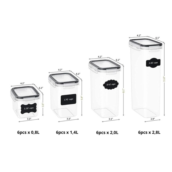 Vorratsdosen Luftdicht Set 24 - BPA-frei Küchen | GiDeli