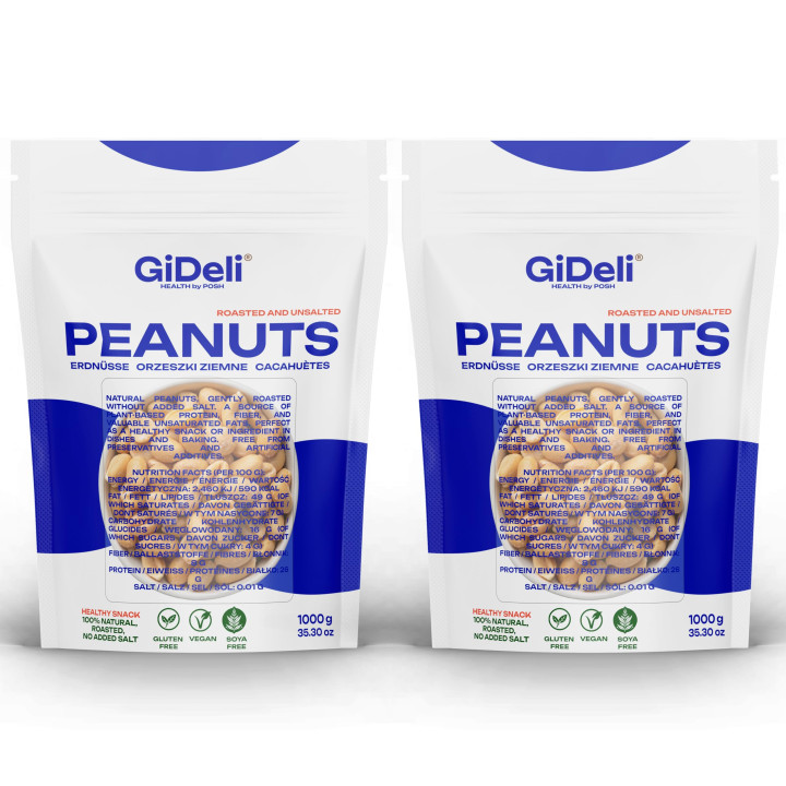 Erdnüsse 2kg - Geröstet Ungesalzen Ohne Öl | GiDeli