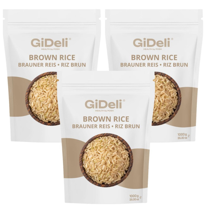 Braunreis 3kg - Naturreis Unpoliert Vollkorn | GiDeli