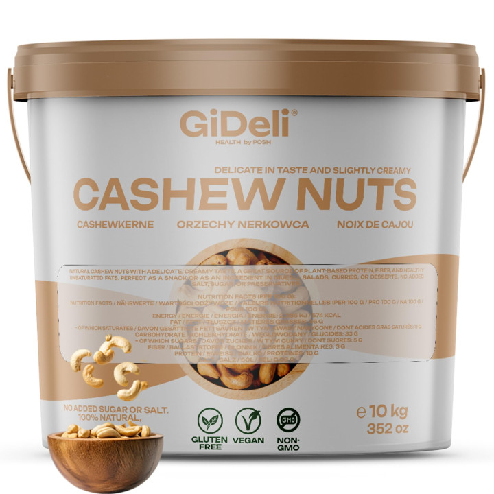 Cashewkerne 10kg - Ganze Kerne Ungesalzen | GiDeli