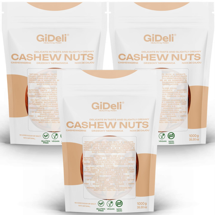 Cashewkerne 3kg - Ganze Kerne Ungesalzen | GiDeli