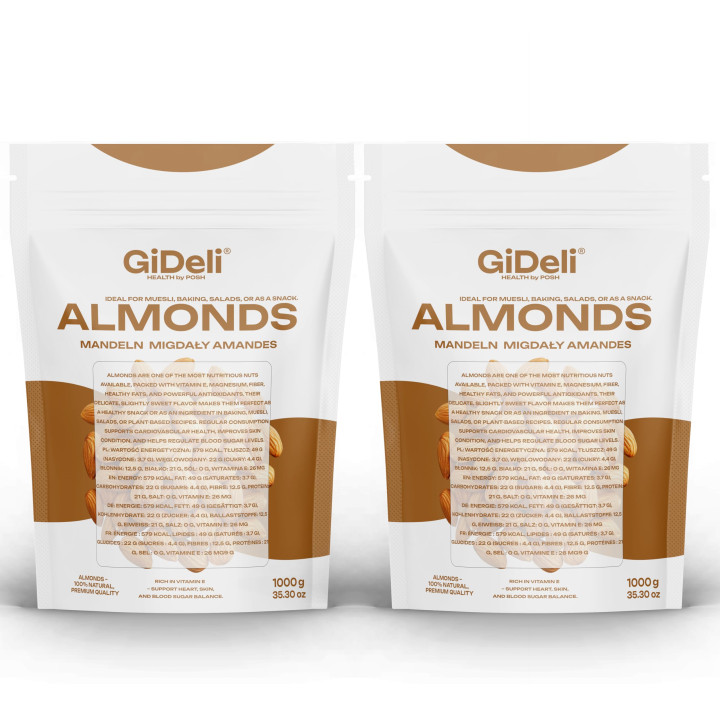 Mandeln 2kg - Naturbelassen Ungesalzen Rohkost | GiDeli