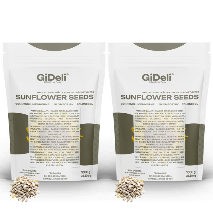 Sonnenblumenkerne 2kg - Geschält Roh Vegan Natur | GiDeli