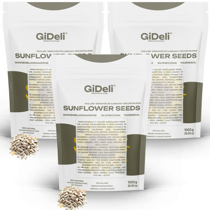 Sonnenblumenkerne 3kg - Geschält Roh Vegan Natur | GiDeli
