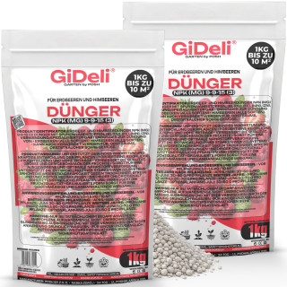 Dünger Erdbeeren Himbeer 2kg - NPK 9-9-15 | GiDeli