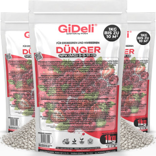 Dünger Erdbeeren Himbeer 3kg - NPK 9-9-15 | GiDeli