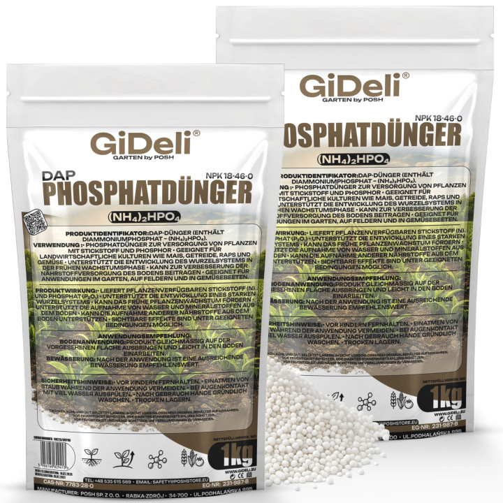 DAP 2kg - Phosphatdünger Mais Getreide Granulat NPK | GiDeli