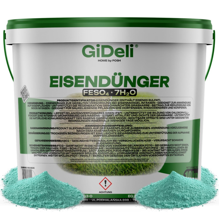 Eisendünger 10kg - Rasendünger Eisensulfat | GiDeli