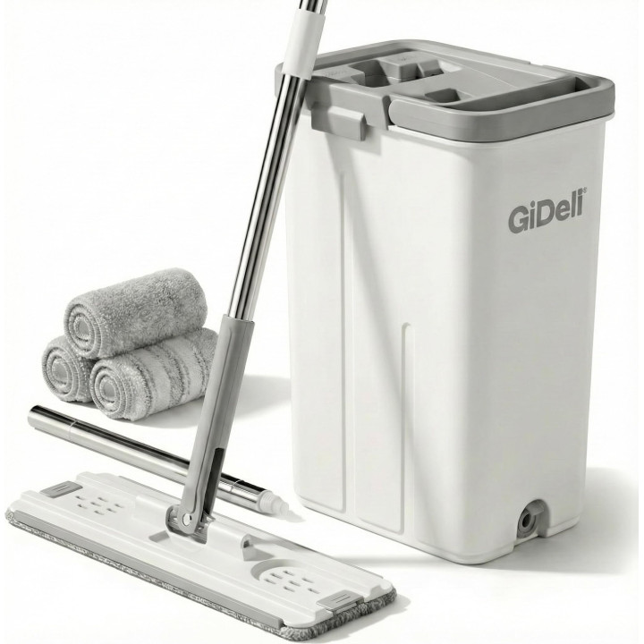Wischmopp und Eimer - Set Flach Squeeze 360° 3 | GiDeli