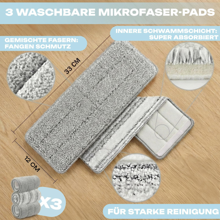 Wischmopp und Eimer - Set Flach Squeeze 360° 3 | GiDeli