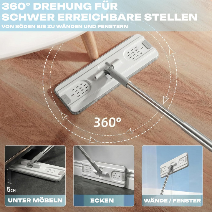 Wischmopp und Eimer - Set Flach Squeeze 360° 3 | GiDeli