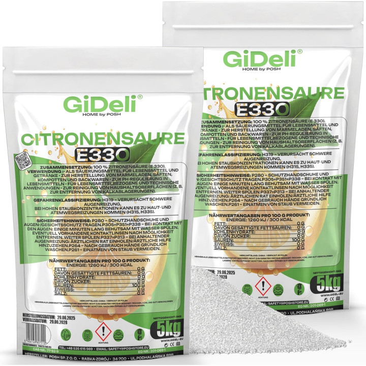 Zitronensäure 10kg - Entkalker Citric Acid | GiDeli