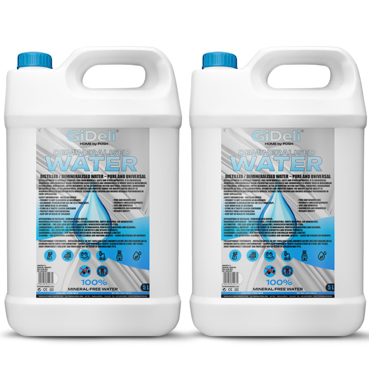 Demineralisiertes Destilliertes Wasser 10L - Rein | GiDeli