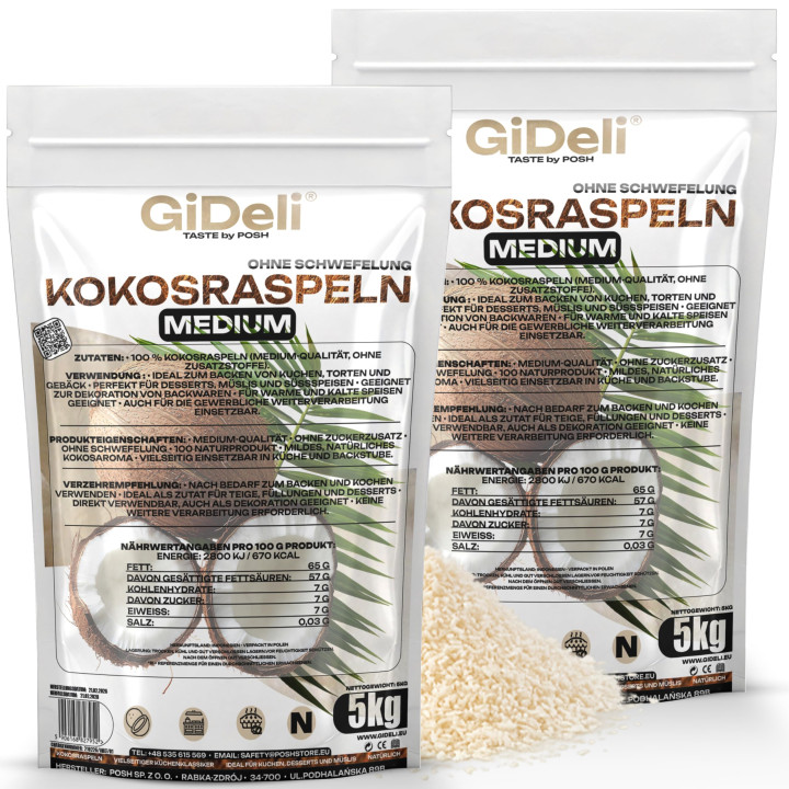 Kokosraspeln 10kg - Ungesüßt Natur Keto Vegan | GiDeli
