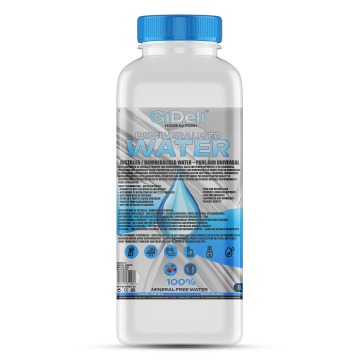 Demineralisiertes Destilliertes Wasser 1L - Rein | GiDeli