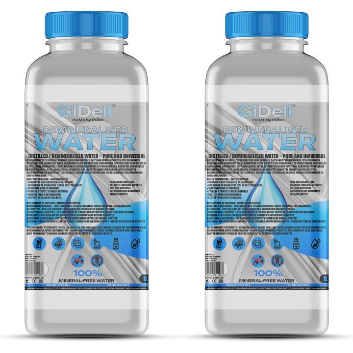 Demineralisiertes Destilliertes Wasser 2L - Rein | GiDeli